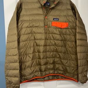 Patagonia Down Snap-T Pullover Brown and Orange Puffer Jacket